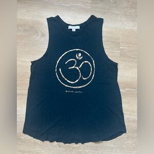 Spiritual Gangster Women's OM Logo Blue Muscle Tank